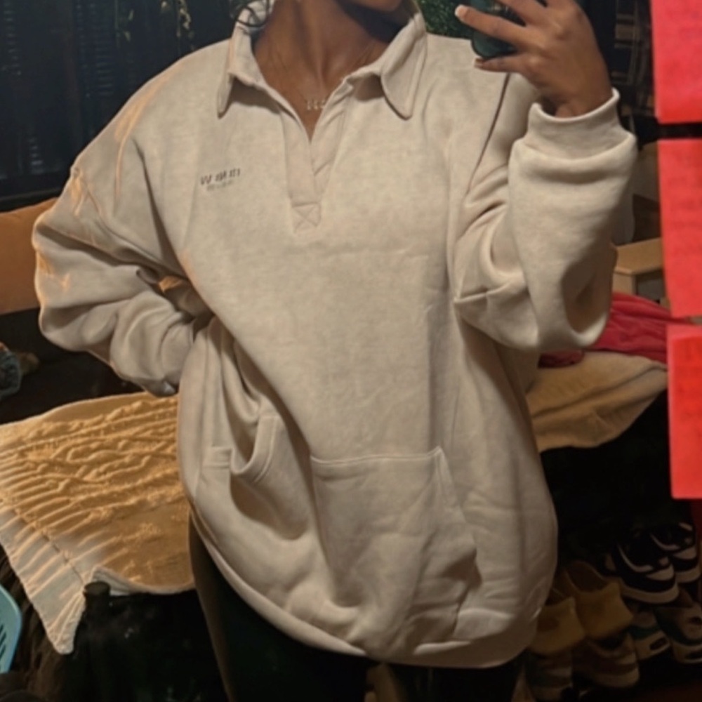 PLT Renew Oatmeal Oversized Collar Sweatshirt
